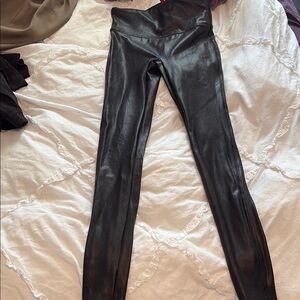SPANX Black Glossy Leggings with Edgy Style